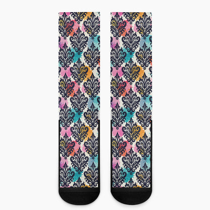 Colorful Damask Pattern Print Crew Socks