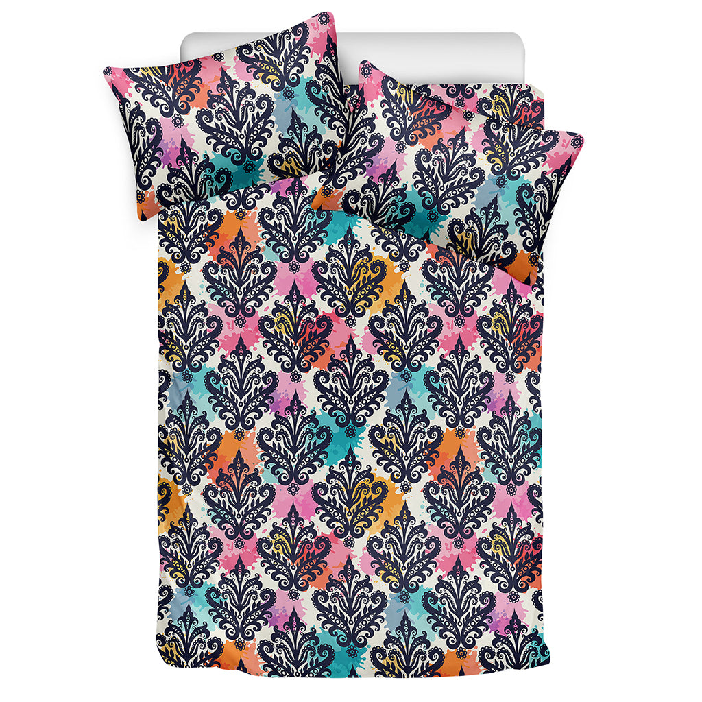 Colorful Damask Pattern Print Duvet Cover Bedding Set