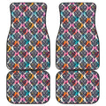Colorful Damask Pattern Print Front and Back Car Floor Mats
