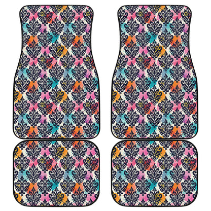 Colorful Damask Pattern Print Front and Back Car Floor Mats
