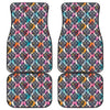 Colorful Damask Pattern Print Front and Back Car Floor Mats