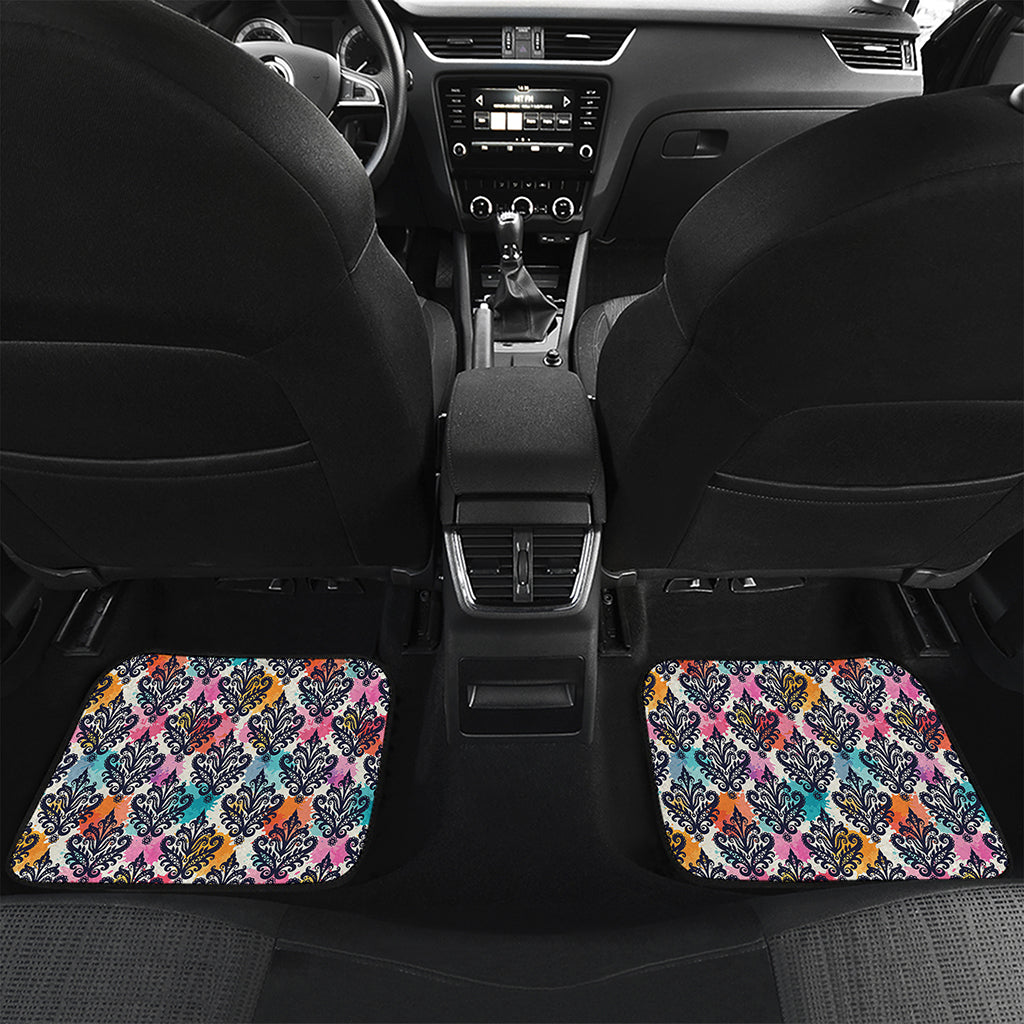 Colorful Damask Pattern Print Front and Back Car Floor Mats