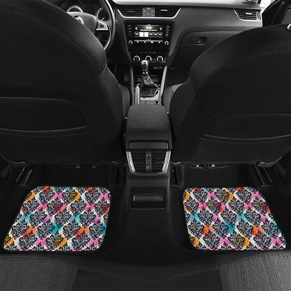 Colorful Damask Pattern Print Front and Back Car Floor Mats