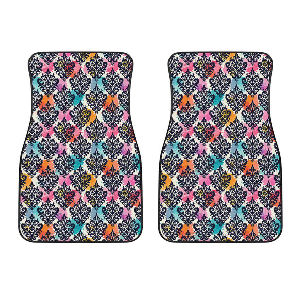Colorful Damask Pattern Print Front Car Floor Mats