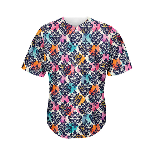 Colorful Damask Pattern Print Men's Baseball Jersey