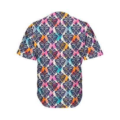 Colorful Damask Pattern Print Men's Baseball Jersey