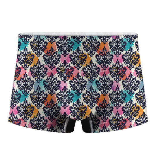 Colorful Damask Pattern Print Men's Boxer Briefs