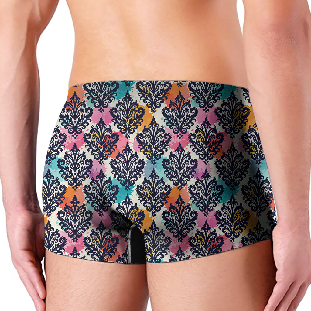 Colorful Damask Pattern Print Men's Boxer Briefs
