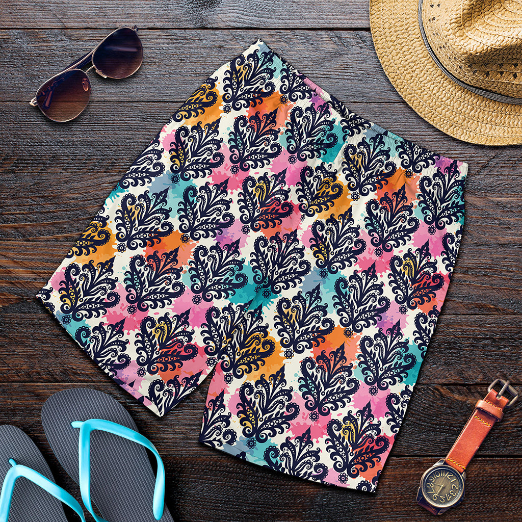 Colorful Damask Pattern Print Men's Shorts