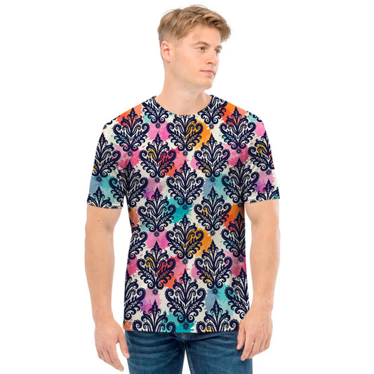 Colorful Damask Pattern Print Men's T-Shirt