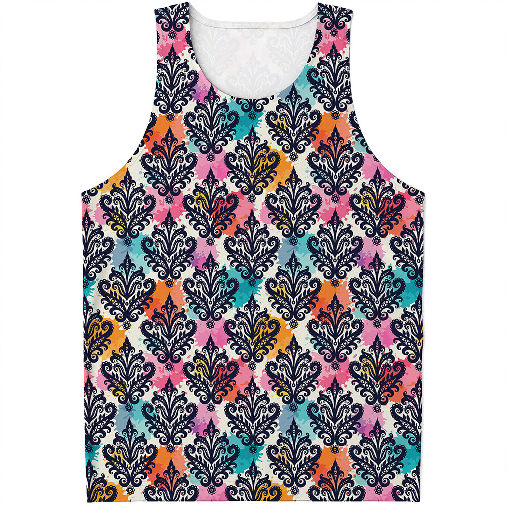Colorful Damask Pattern Print Men's Tank Top