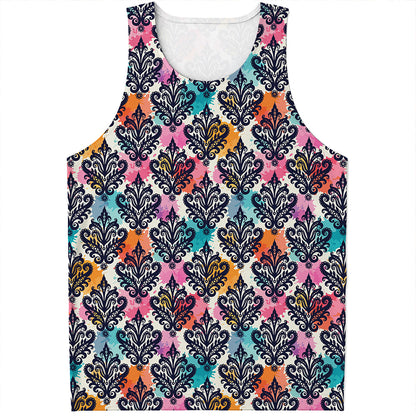 Colorful Damask Pattern Print Men's Tank Top