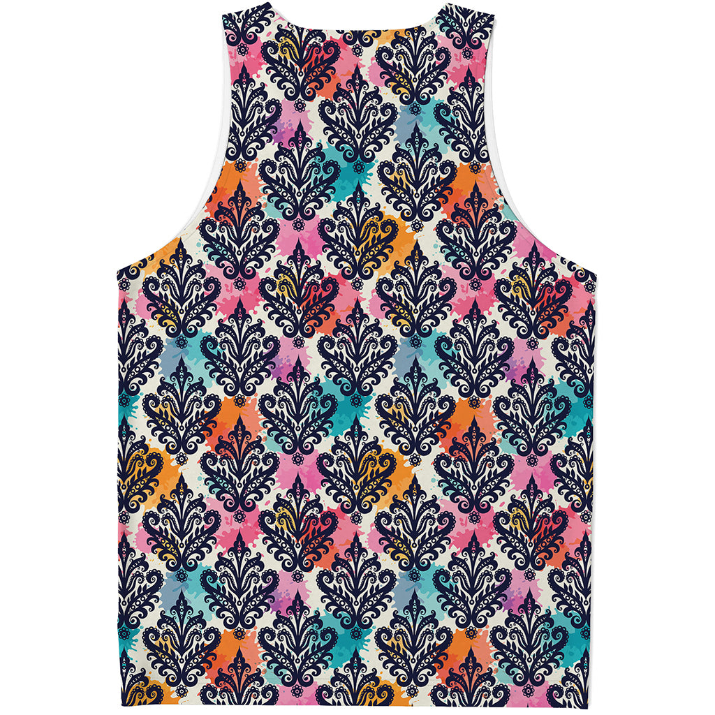 Colorful Damask Pattern Print Men's Tank Top
