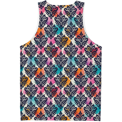 Colorful Damask Pattern Print Men's Tank Top