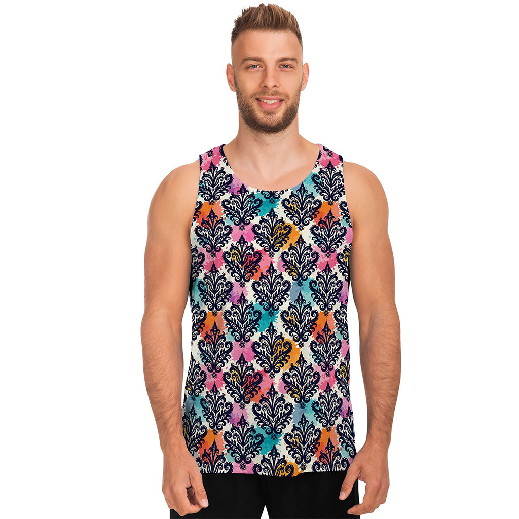 Colorful Damask Pattern Print Men's Tank Top