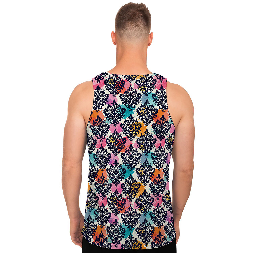 Colorful Damask Pattern Print Men's Tank Top