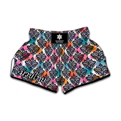 Colorful Damask Pattern Print Muay Thai Boxing Shorts