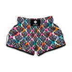 Colorful Damask Pattern Print Muay Thai Boxing Shorts