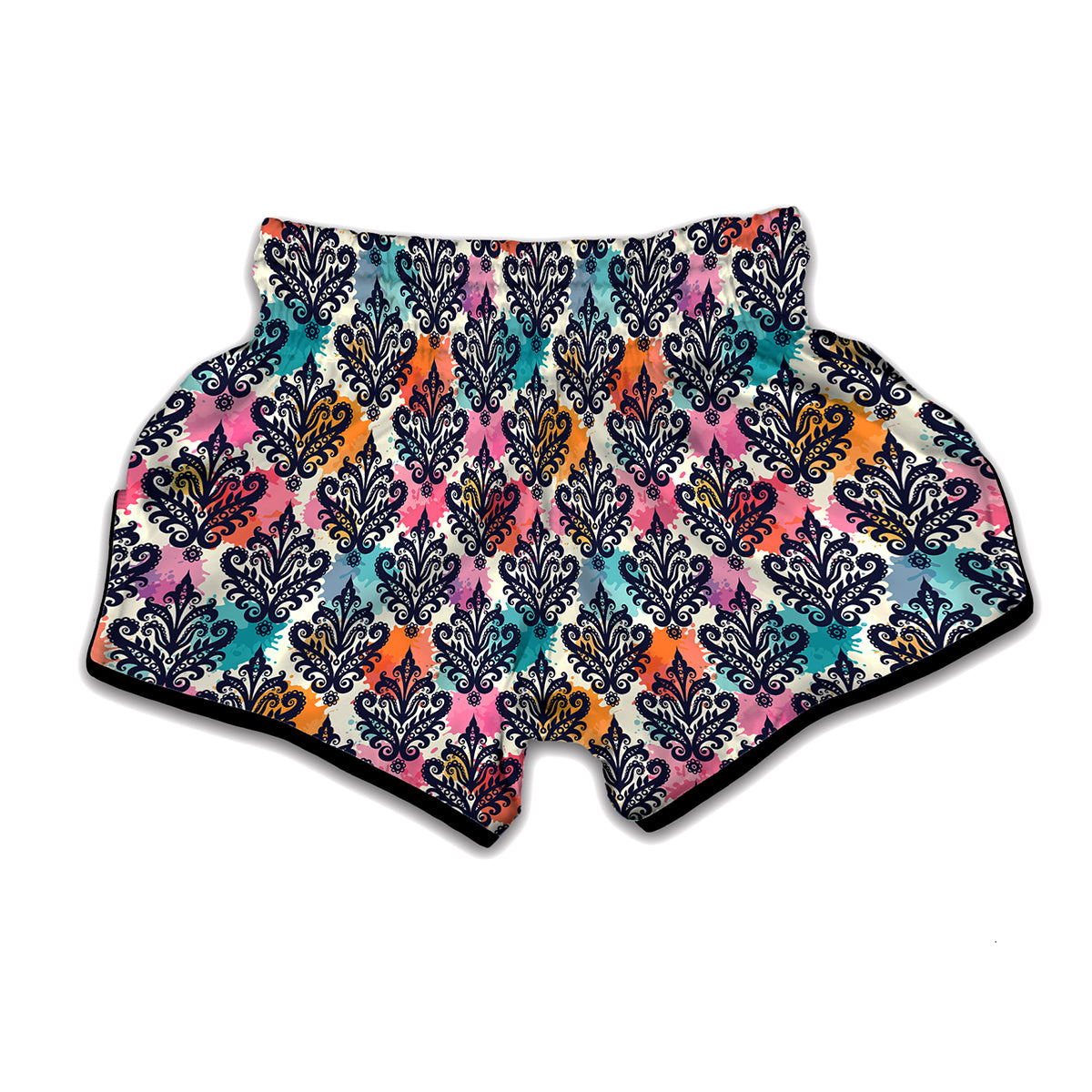 Colorful Damask Pattern Print Muay Thai Boxing Shorts