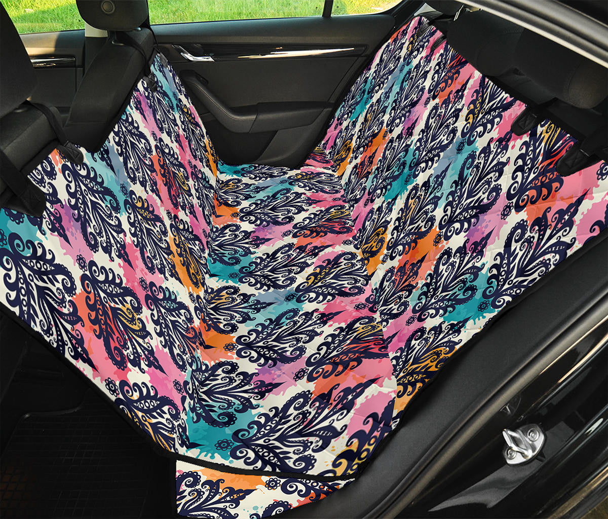 Colorful Damask Pattern Print Pet Car Back Seat Cover