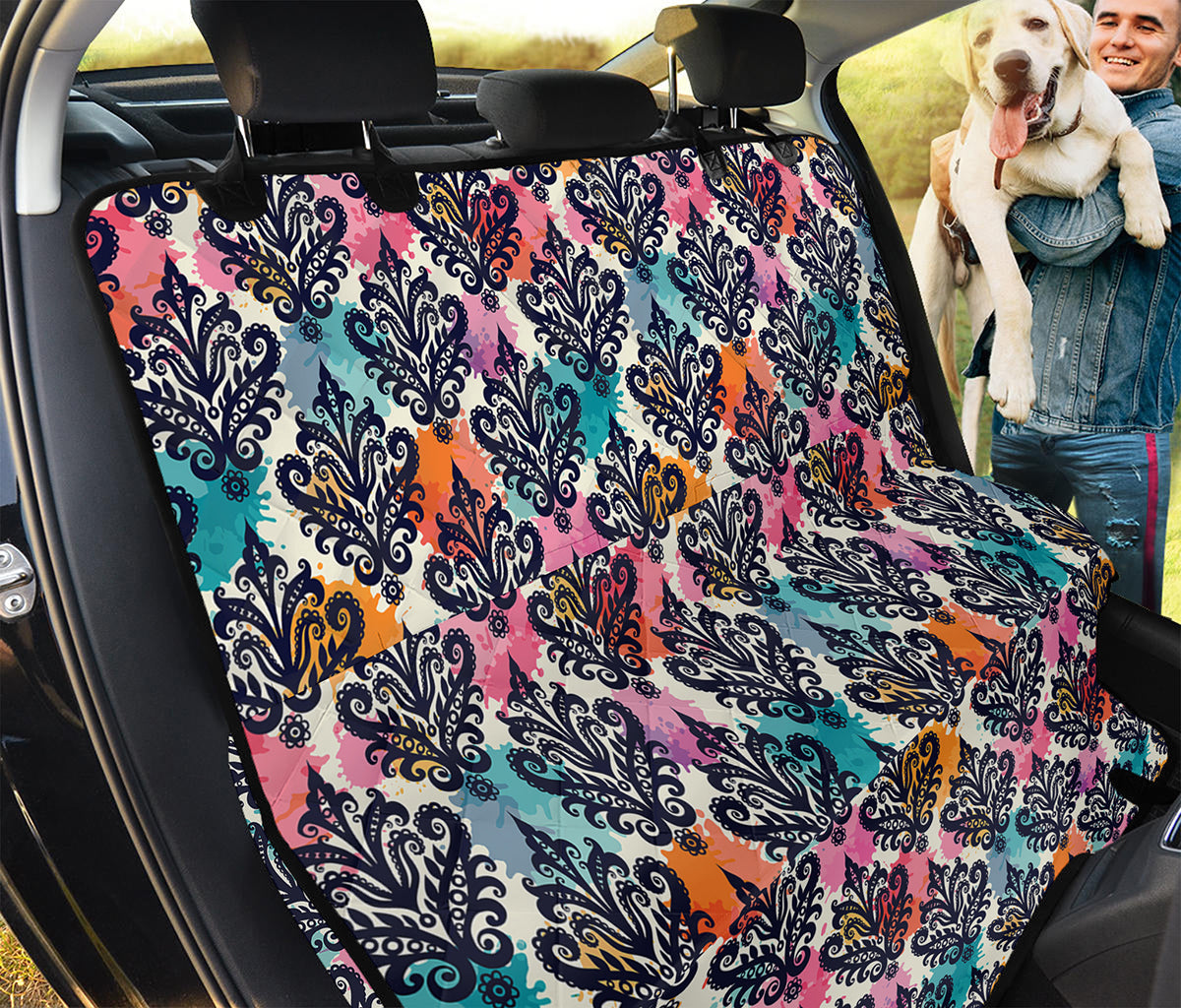Colorful Damask Pattern Print Pet Car Back Seat Cover