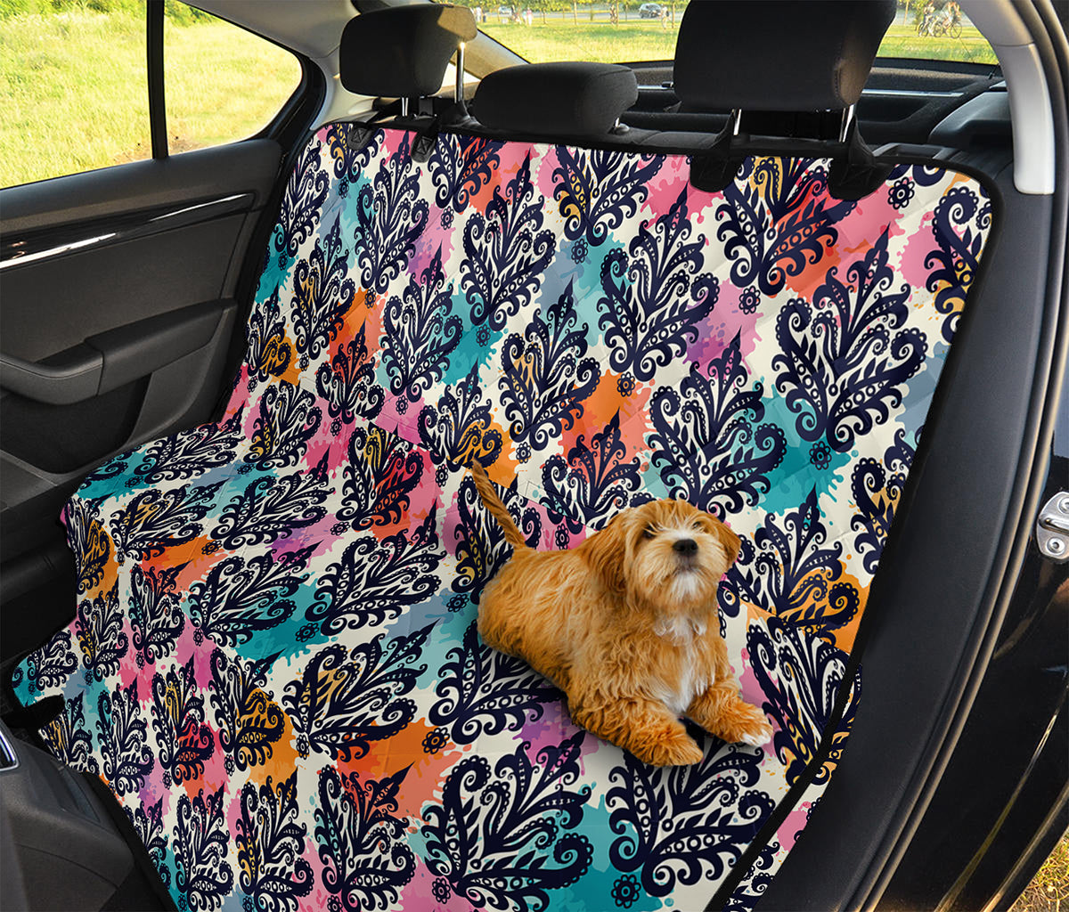 Colorful Damask Pattern Print Pet Car Back Seat Cover