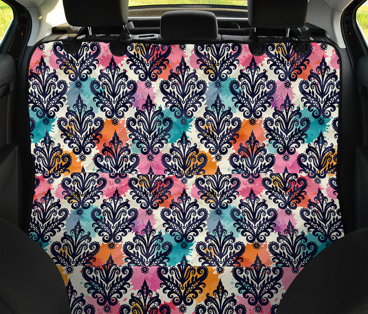Colorful Damask Pattern Print Pet Car Back Seat Cover