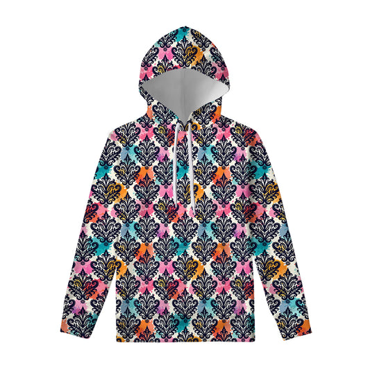 Colorful Damask Pattern Print Pullover Hoodie