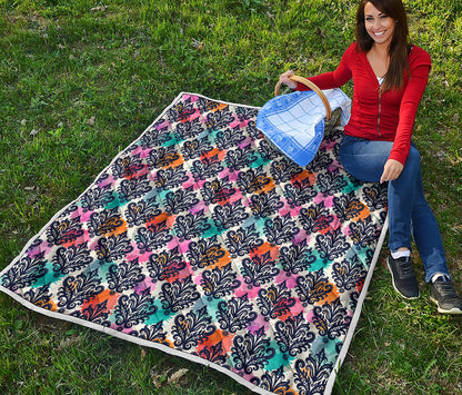 Colorful Damask Pattern Print Quilt