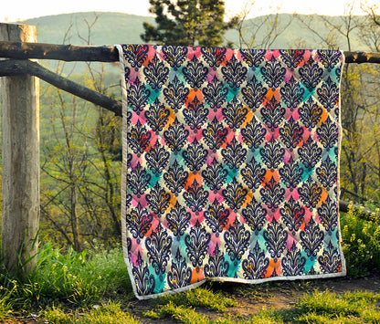 Colorful Damask Pattern Print Quilt