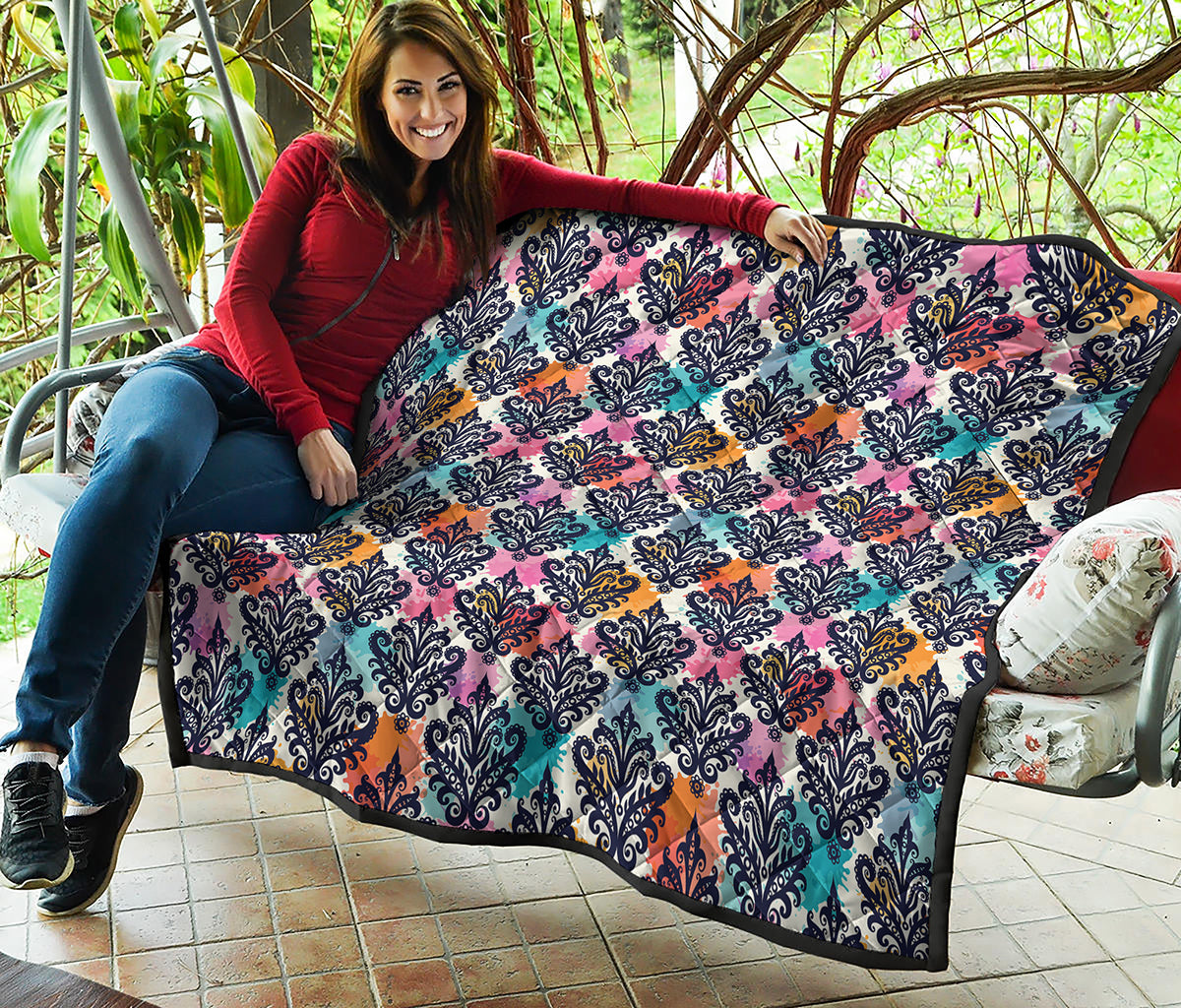 Colorful Damask Pattern Print Quilt