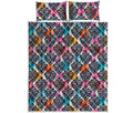Colorful Damask Pattern Print Quilt Bed Set