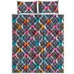 Colorful Damask Pattern Print Quilt Bed Set