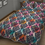 Colorful Damask Pattern Print Quilt Bed Set