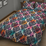 Colorful Damask Pattern Print Quilt Bed Set