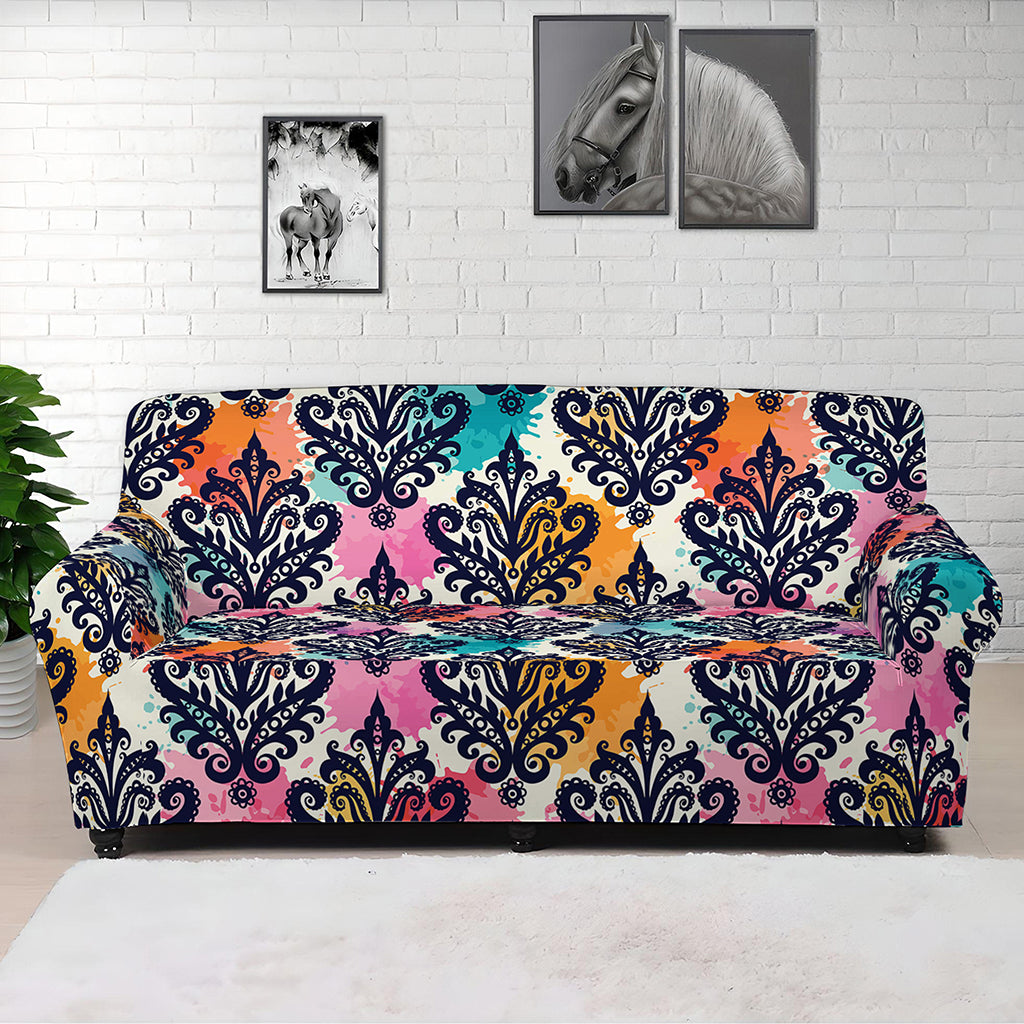 Colorful Damask Pattern Print Sofa Cover