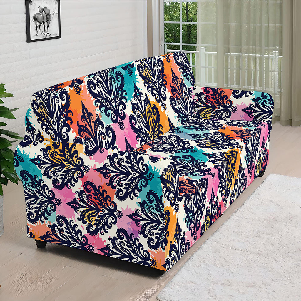 Colorful Damask Pattern Print Sofa Cover