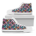 Colorful Damask Pattern Print White High Top Sneakers
