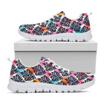 Colorful Damask Pattern Print White Sneakers