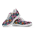 Colorful Damask Pattern Print White Sneakers