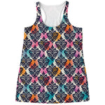 Colorful Damask Pattern Print Women's Racerback Tank Top