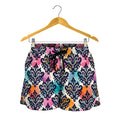 Colorful Damask Pattern Print Women's Shorts