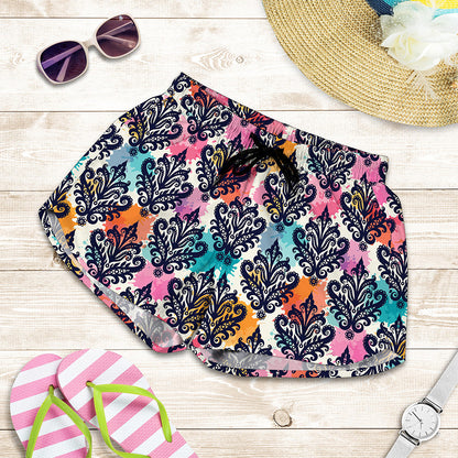 Colorful Damask Pattern Print Women's Shorts