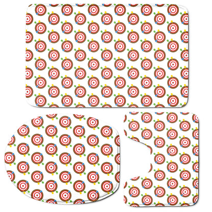 Colorful Darts And Dartboard Print 3 Piece Bath Mat Set