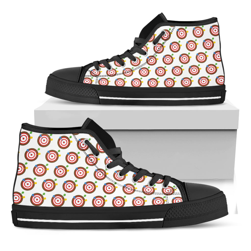 Colorful Darts And Dartboard Print Black High Top Shoes