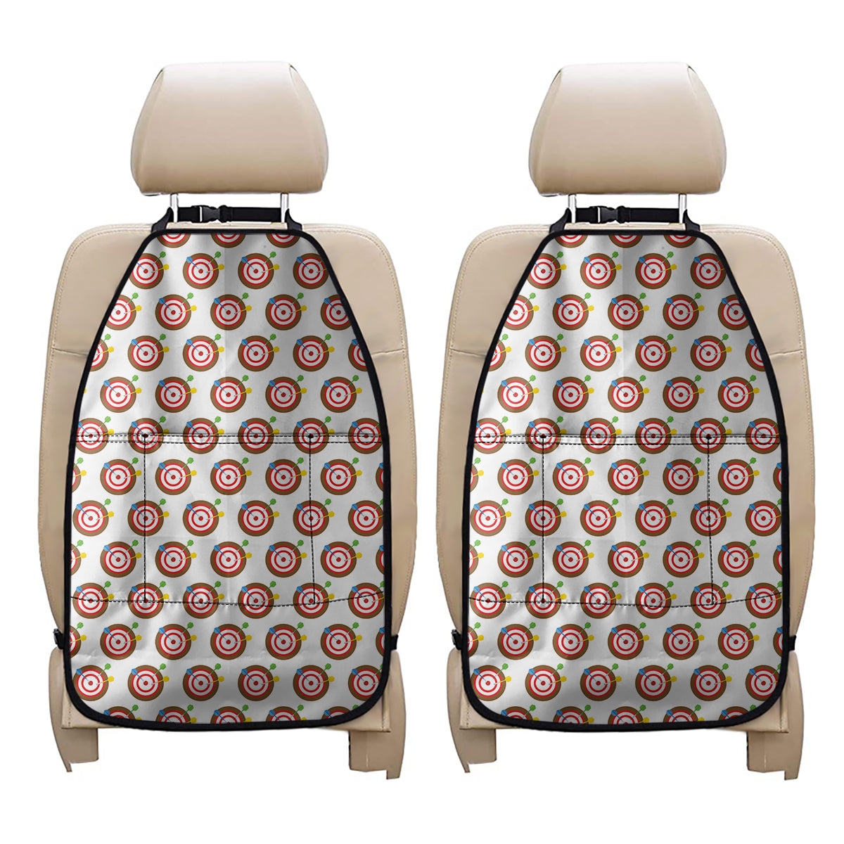 Colorful Darts And Dartboard Print Car Seat Organizers