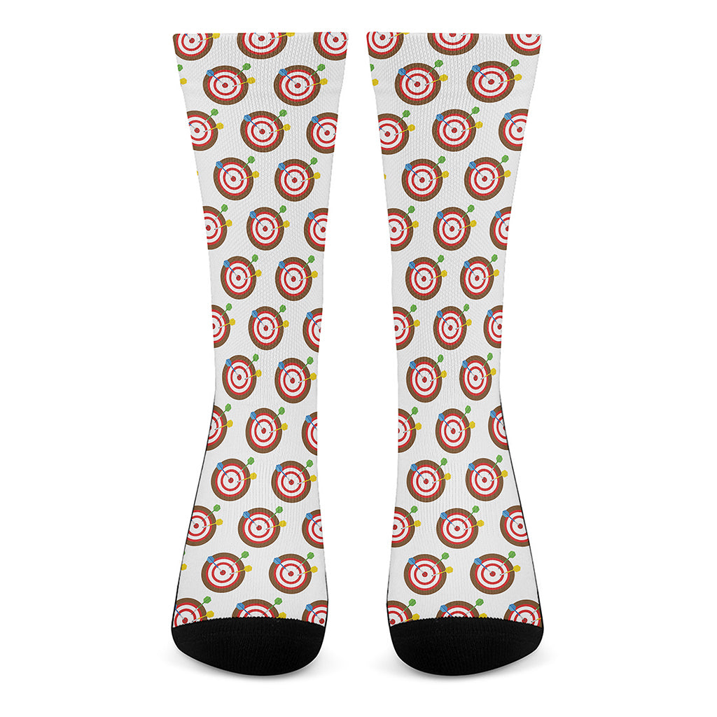Colorful Darts And Dartboard Print Crew Socks