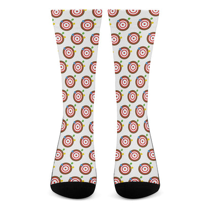 Colorful Darts And Dartboard Print Crew Socks