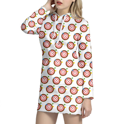 Colorful Darts And Dartboard Print Hoodie Dress