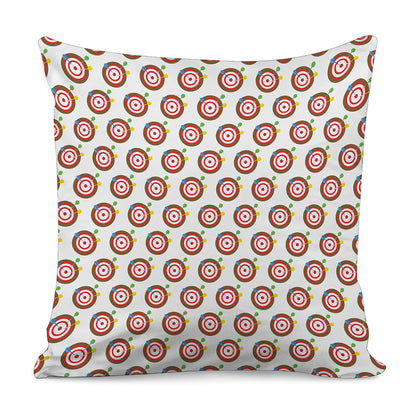 Colorful Darts And Dartboard Print Pillow Cover